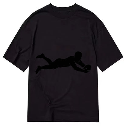 Rugby player diving for try - Classic T-shirt – Black