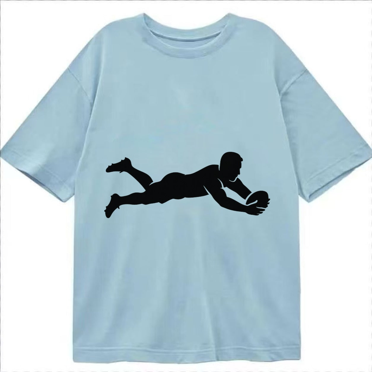 Rugby player diving for try - Classic T-shirt – Light Blue