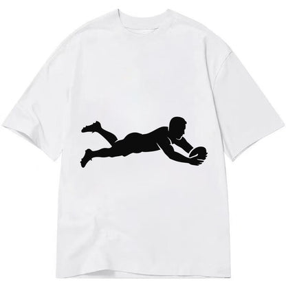 Rugby player diving for try - Classic T-shirt – White