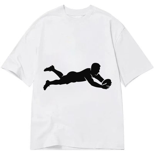 Rugby player diving for try - Classic T-shirt – White