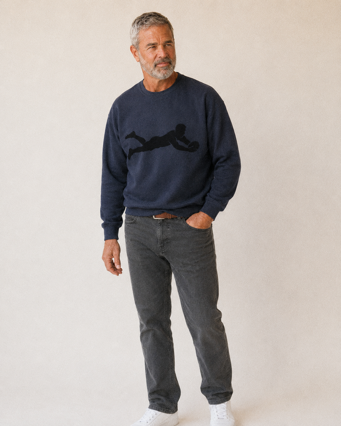 Rugby Player Diving For Try Fleece Sweatshirt – studio model photo