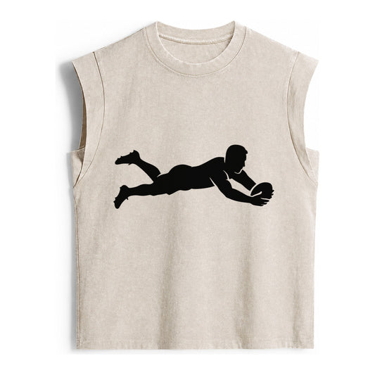 Rugby player diving for try - Vintage Washed Tank – Beige