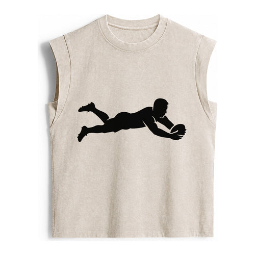 Rugby player diving for try - Vintage Washed Tank