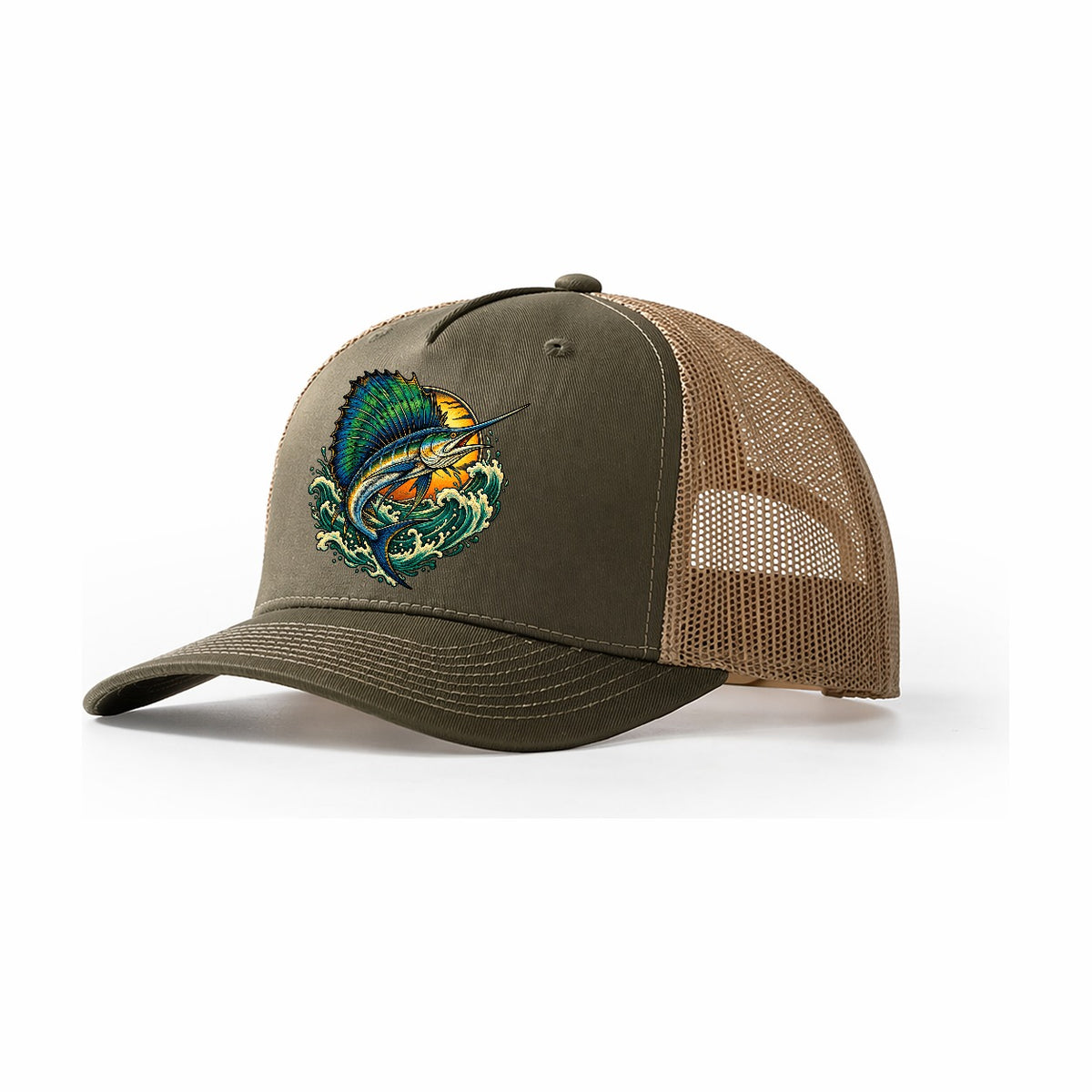 Sailfish Spearhead Fishing Club Trucker Hat – Olive Khaki