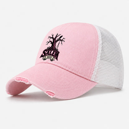 Salem Sixteen Ninety Two Witch Magic Washed Trucker Hat – Light Pink