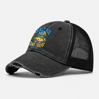 Salt Air And Sand Traps Golf Life Washed Trucker Hat – Black