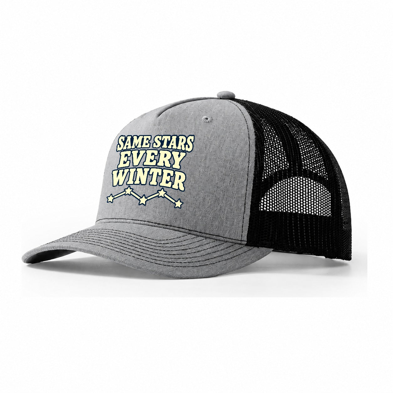 Same Stars Every Winter Astronomy And Stargazing Trucker Hat – Sport Grey Black