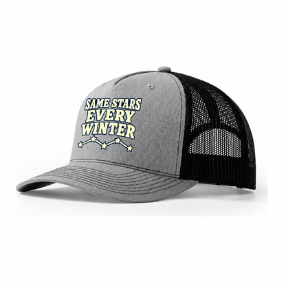 Same Stars Every Winter Astronomy And Stargazing Trucker Hat – Sport Grey Black