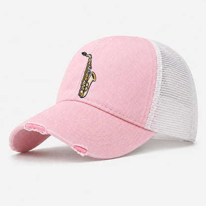Saxophone Tiny Solo Marks Washed Trucker Hat – Light Pink