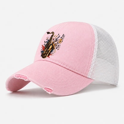 Saxophone Washed Trucker Hat – Light Pink