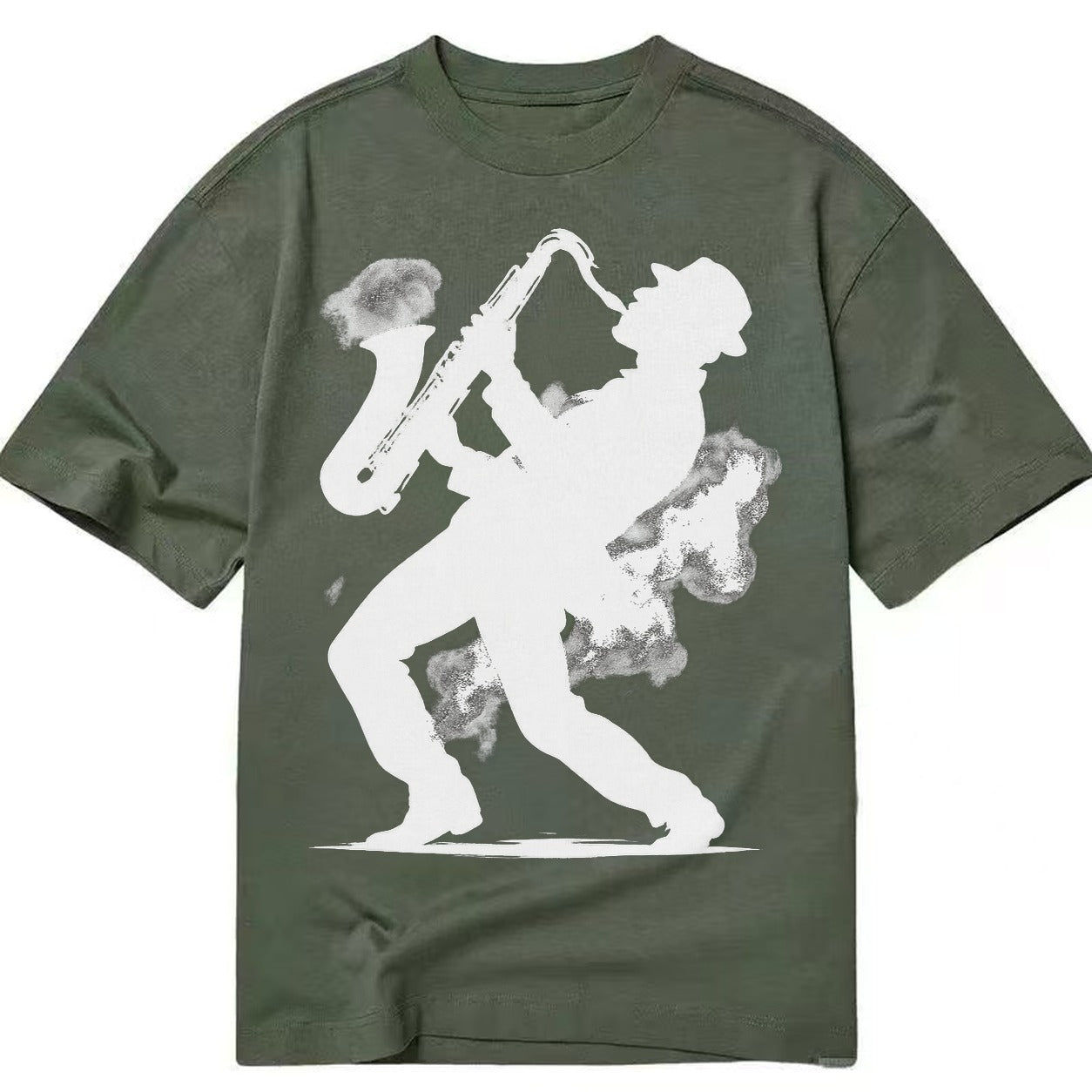 Saxophonist Playing Jazz In Smoky Room Classic T-shirt – army-green