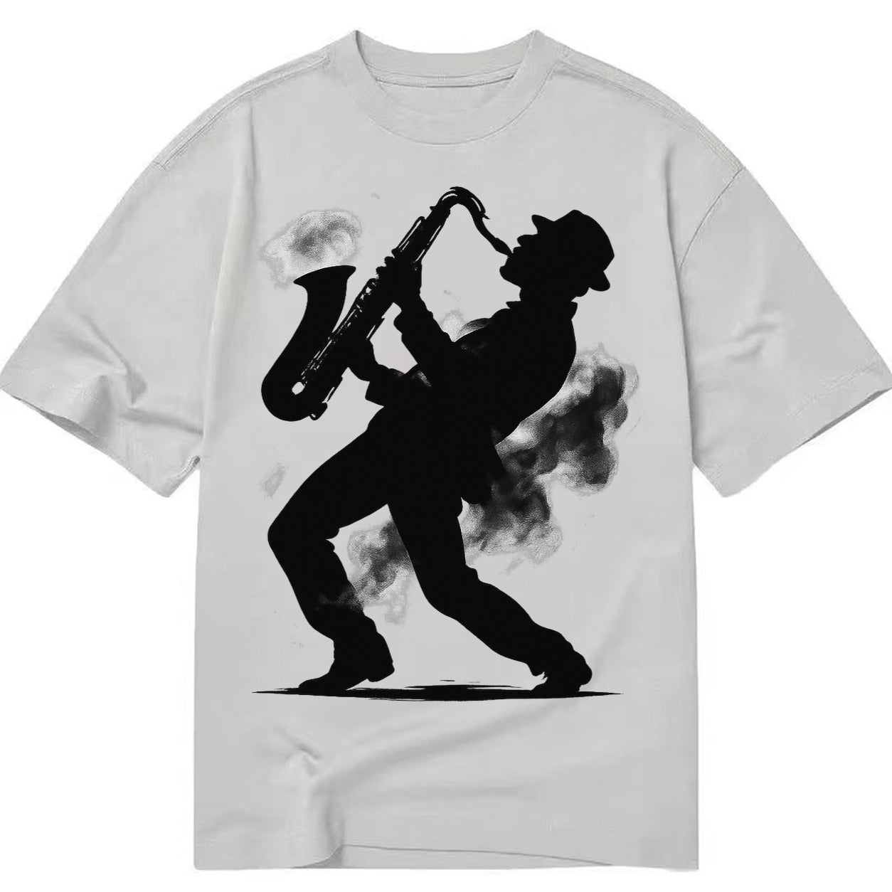 Saxophonist Playing Jazz In Smoky Room Classic T-shirt – grey
