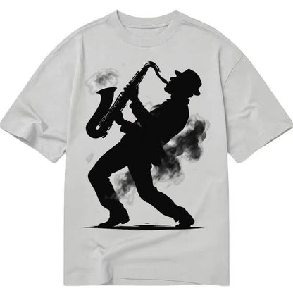 Saxophonist Playing Jazz In Smoky Room Classic T-shirt – grey