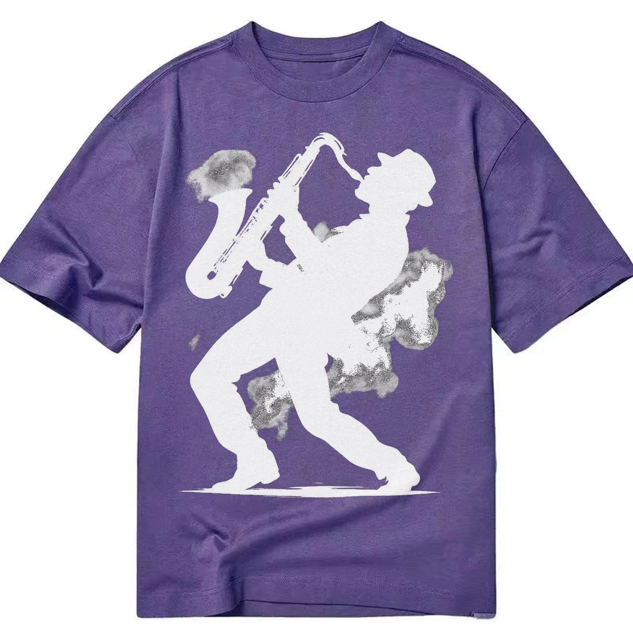 Saxophonist Playing Jazz In Smoky Room Classic T-shirt – purple