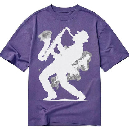 Saxophonist Playing Jazz In Smoky Room Classic T-shirt – purple
