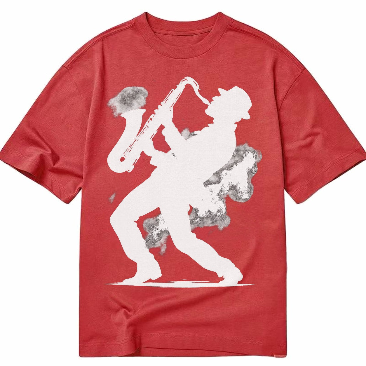 Saxophonist Playing Jazz In Smoky Room Classic T-shirt – red