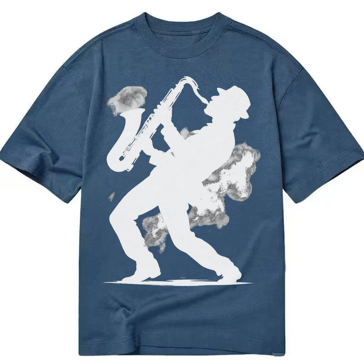 Saxophonist Playing Jazz In Smoky Room Classic T-shirt – twilight-navy