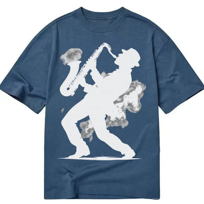 Saxophonist Playing Jazz In Smoky Room Classic T-shirt – twilight-navy