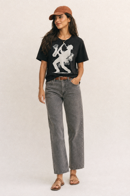 Saxophonist Playing Jazz In Smoky Room Classic T-shirt – studio model photo