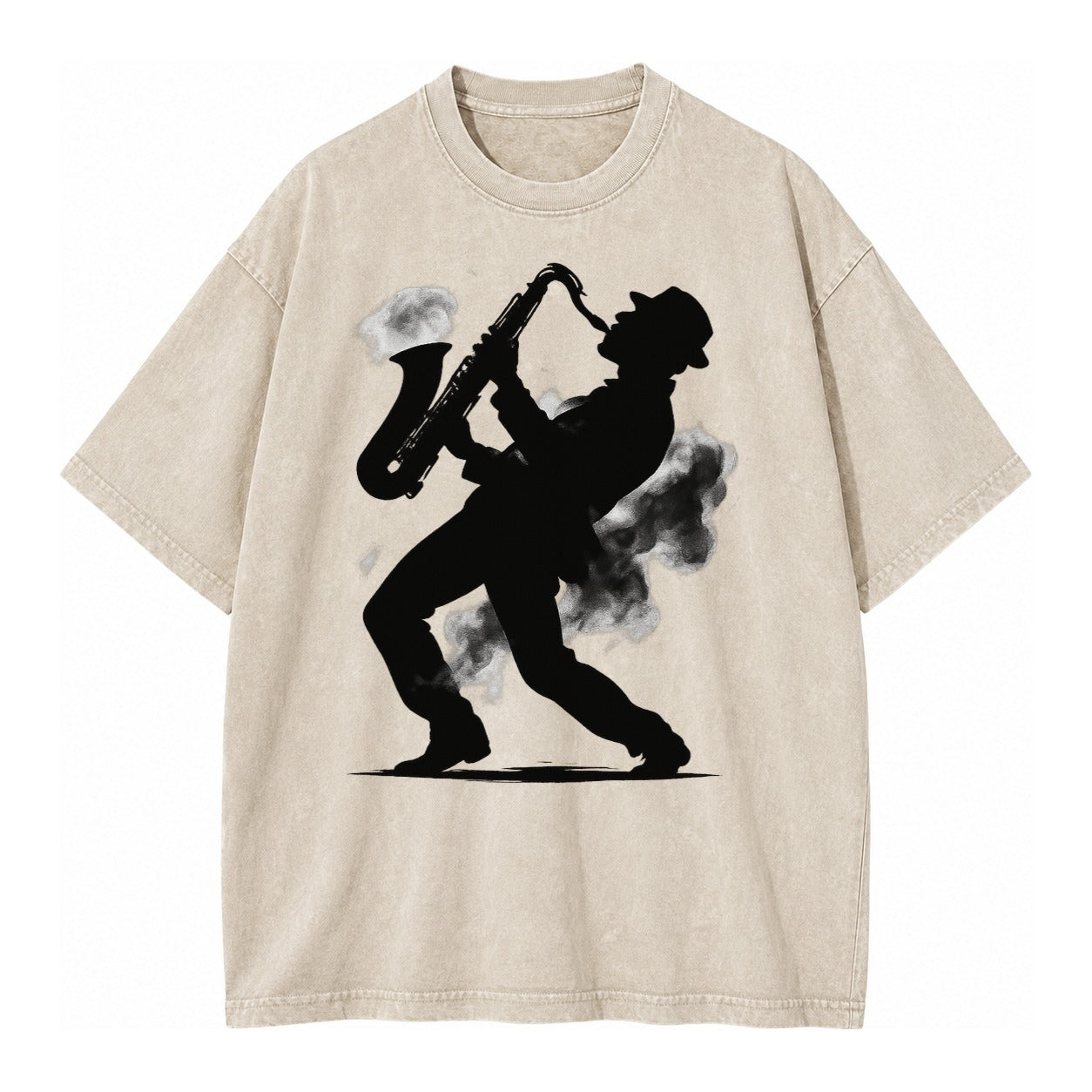 Saxophonist Playing Jazz In Smoky Room Vintage T-shirt – off-white