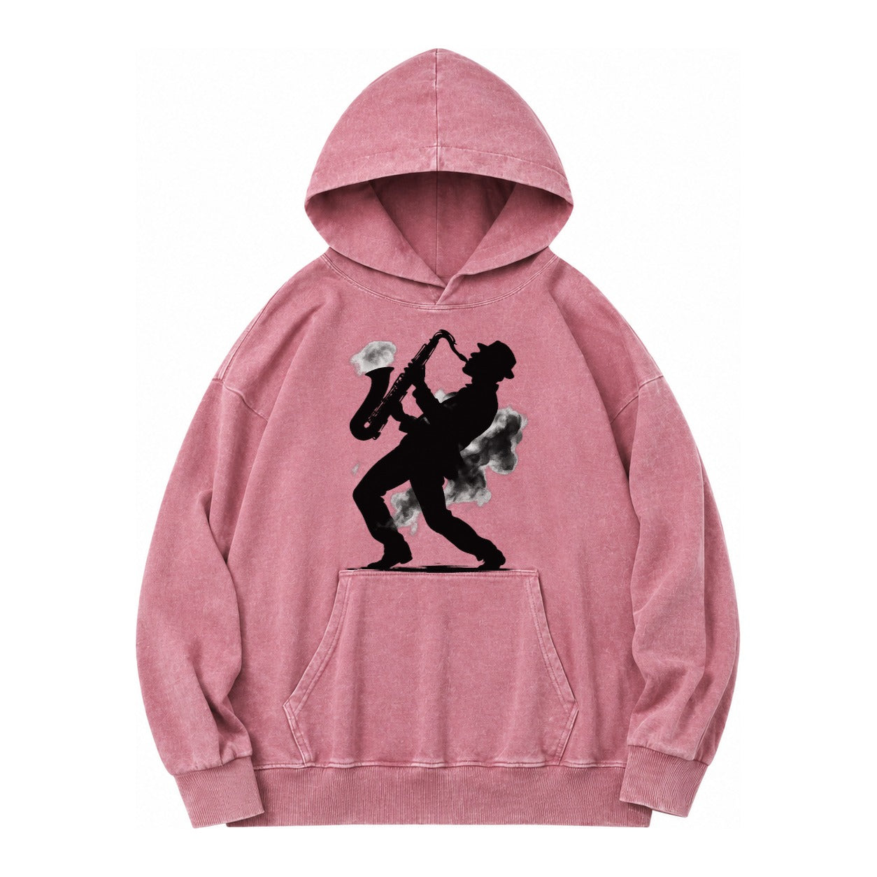 Saxophonist Playing Jazz In Smoky Room Vintage Washed Hoodie – dusty-rose