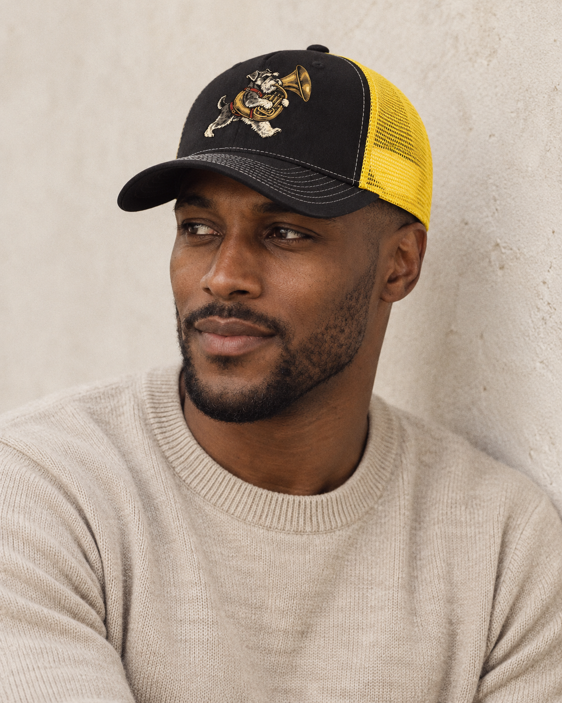 Model wearing the cap