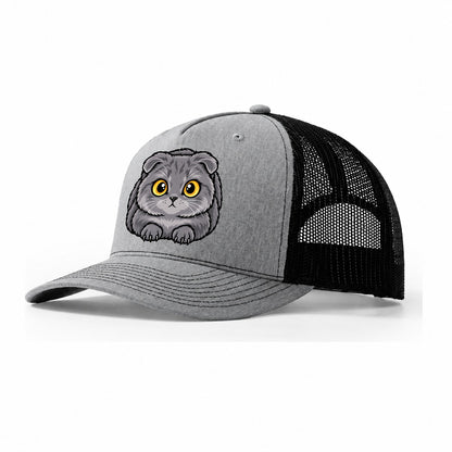 Scottish Fold Loaf Peeking Cats Trucker Hat – Sport Grey Black