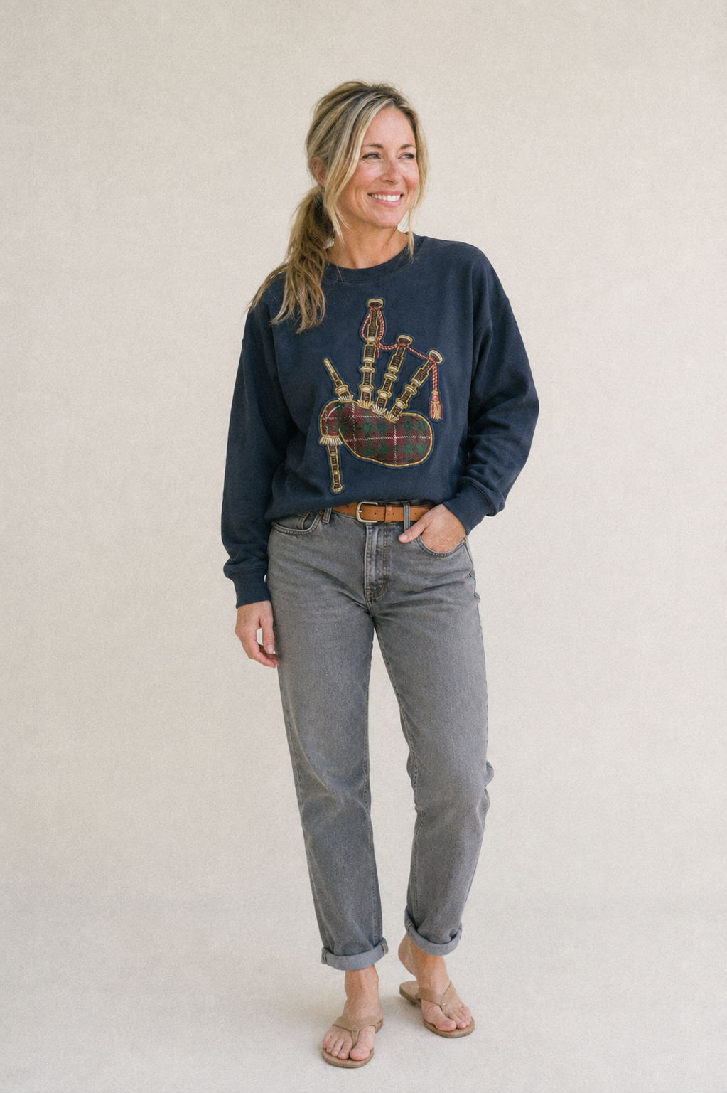Scottish Thistle Fleece Sweatshirt – studio model photo