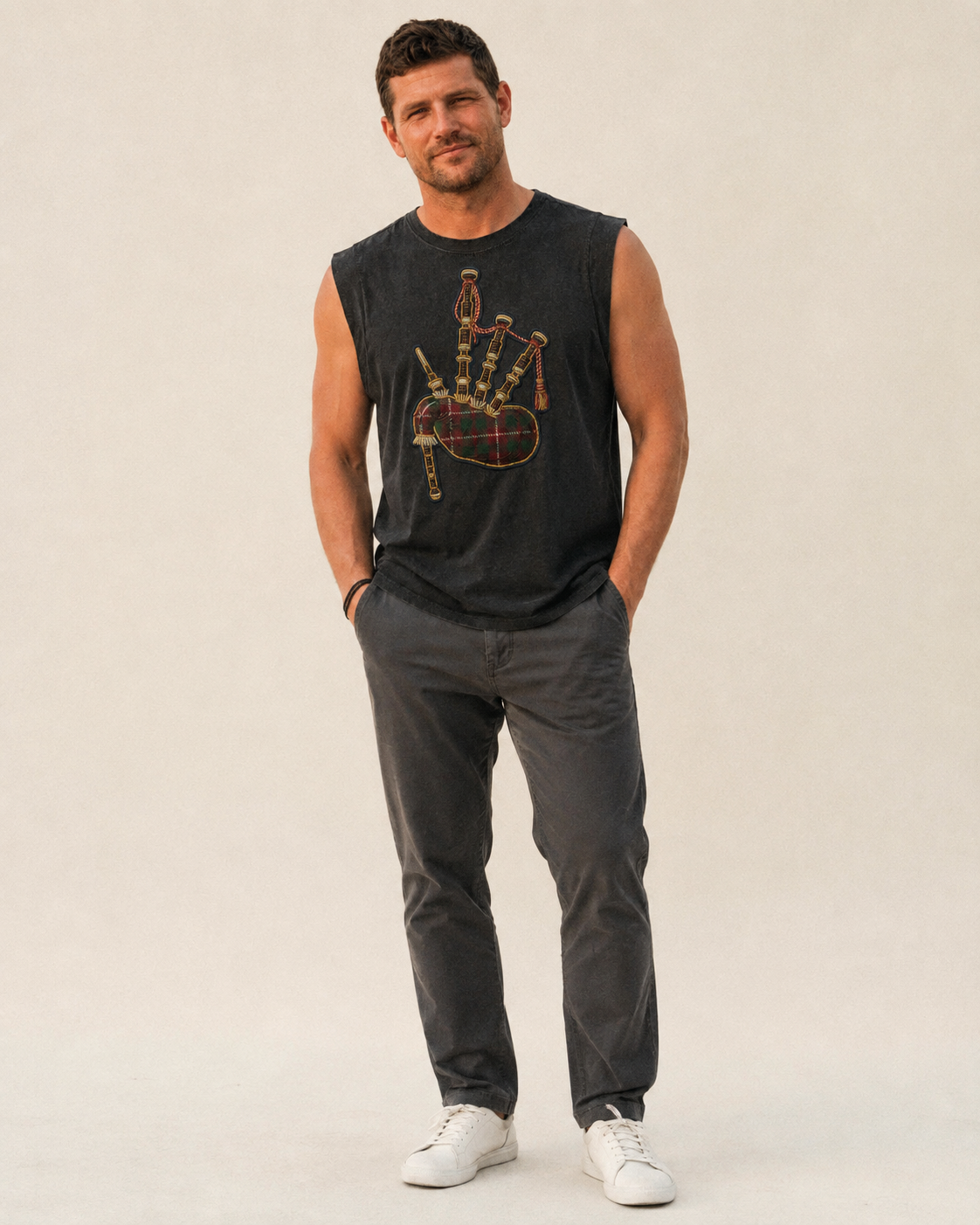 Scottish Thistle  - Vintage Washed Tank – studio model photo