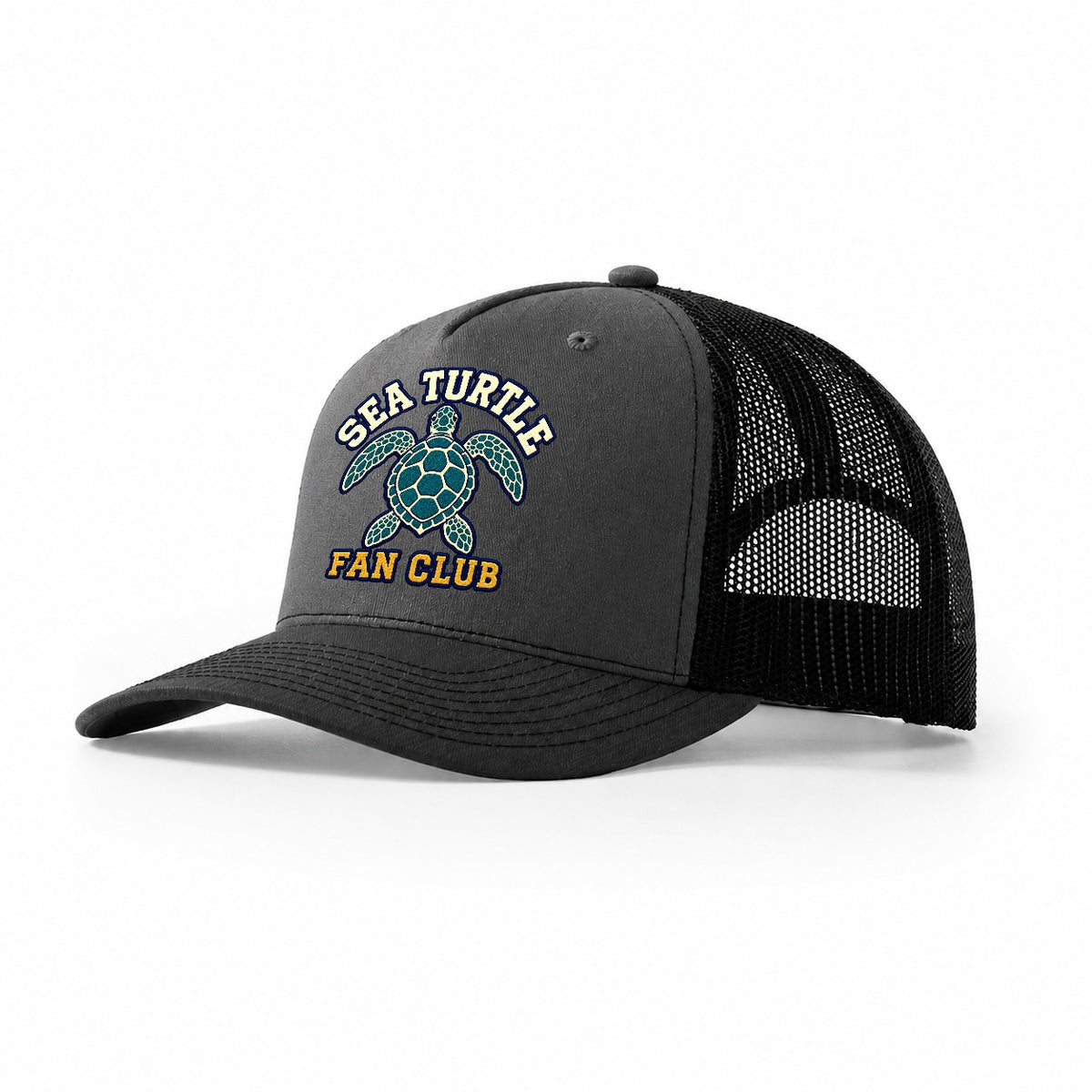 Sea Turtle Fan Club Trucker Hat – Dark Grey Black