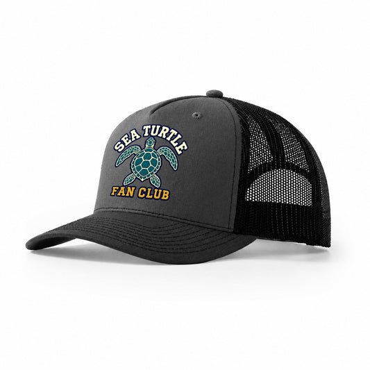 Sea Turtle Fan Club Trucker Hat – Dark Grey Black