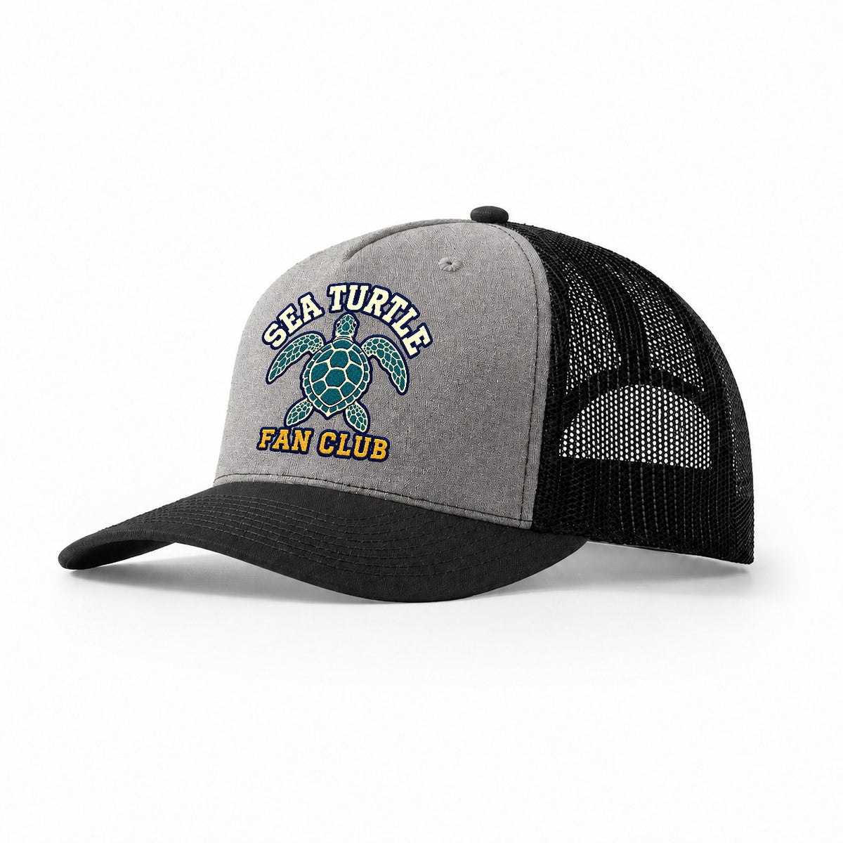 Sea Turtle Fan Club Trucker Hat – Grey Black