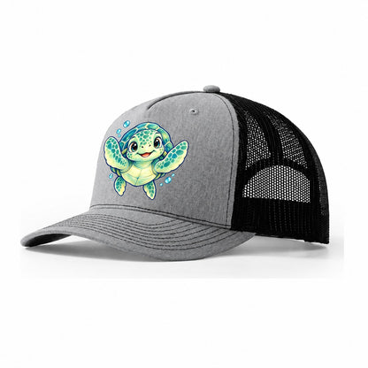 Sea Turtle Front Paddle Sea Sprite Trucker Hat – Sport Grey Black