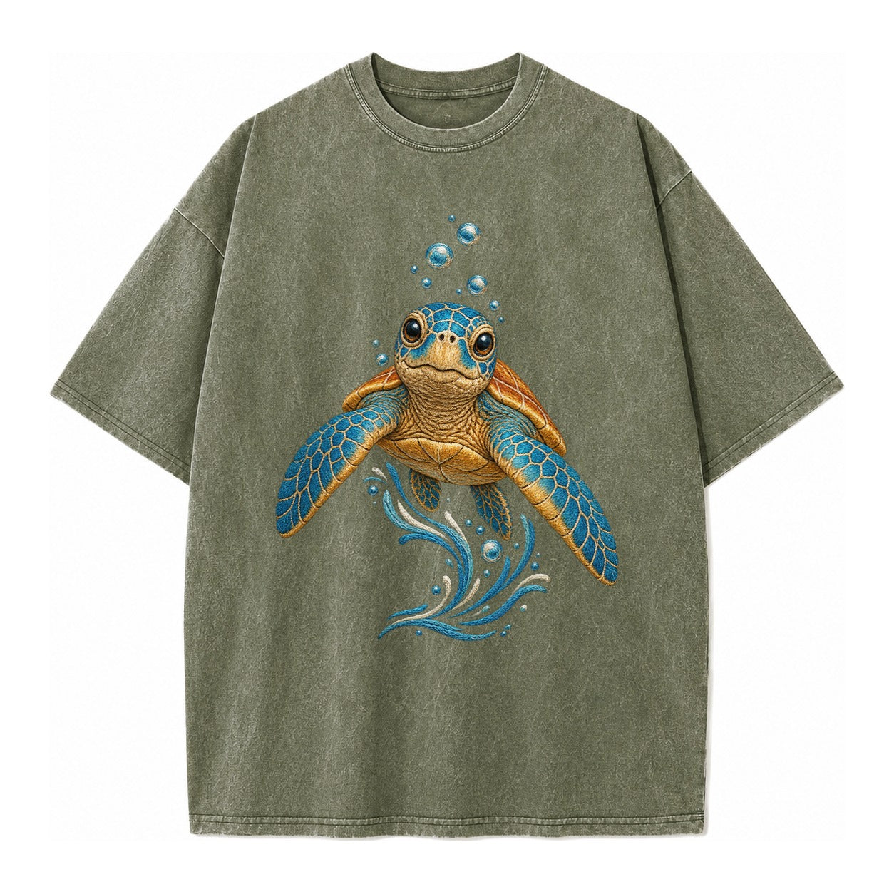 Sea Turtle Serenity Vintage T-shirt – Army Green
