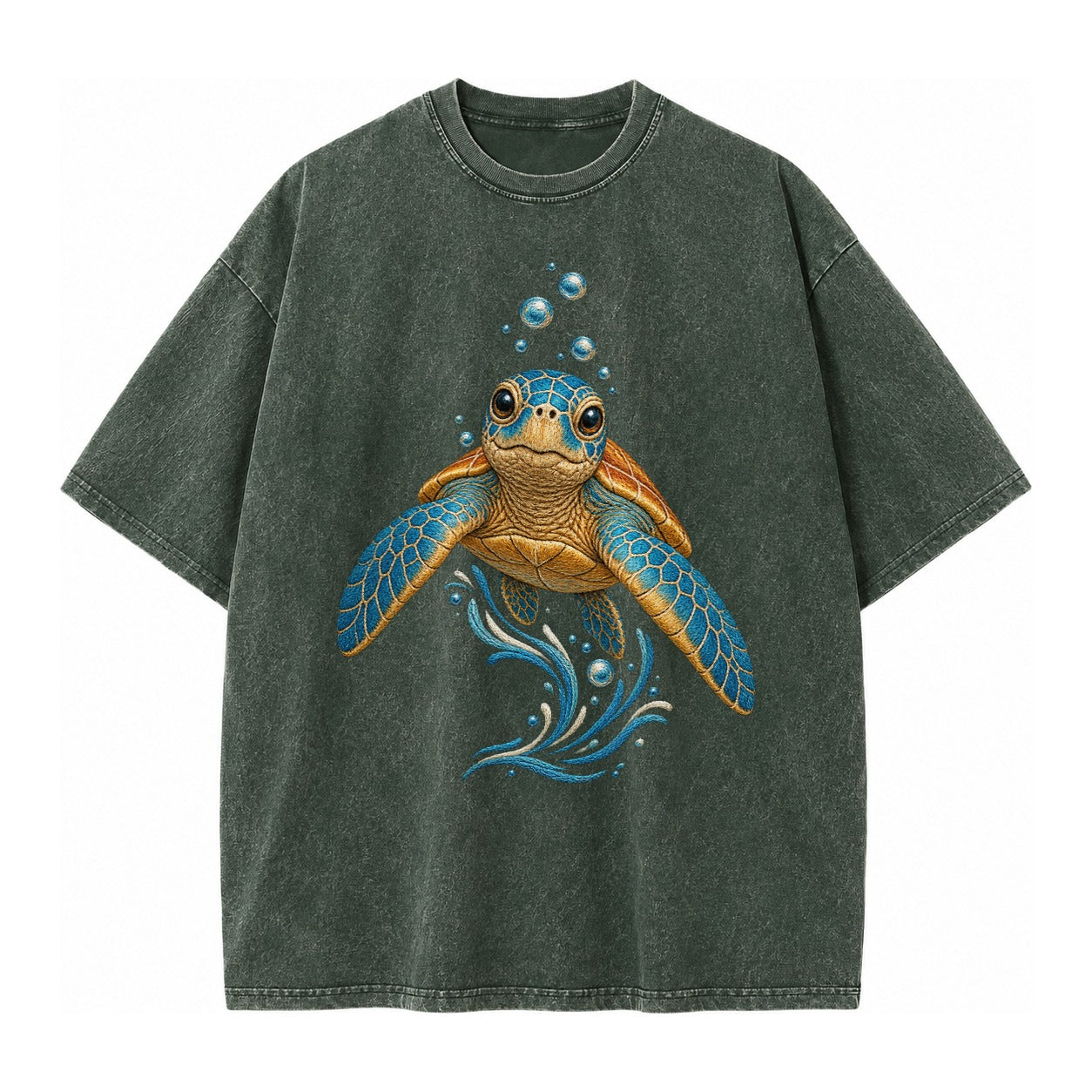 Sea Turtle Serenity Vintage T-shirt – Forest Mist(Green)