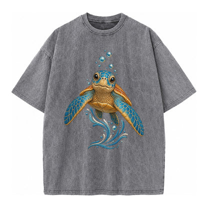 Sea Turtle Serenity Vintage T-shirt – Grey