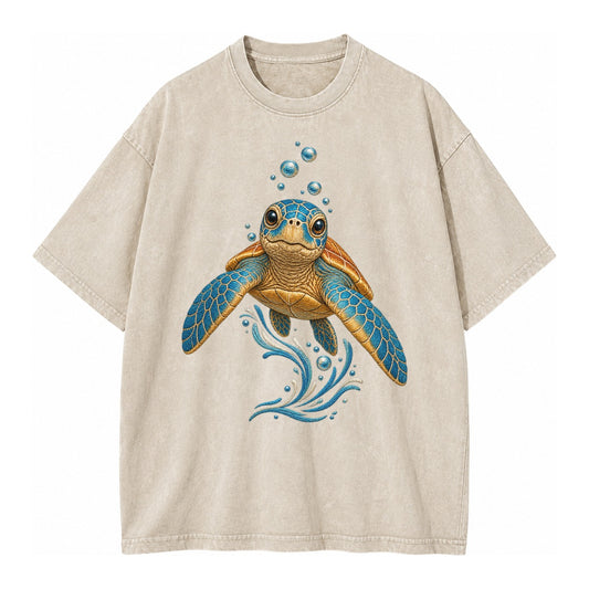 Sea Turtle Serenity Vintage T-shirt – Off White