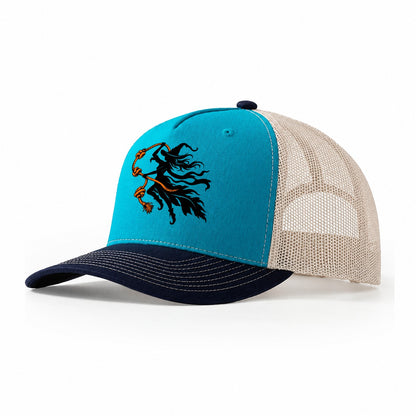Sea Witch Wind Knots Witch Magic Trucker Hat – Teal Navy