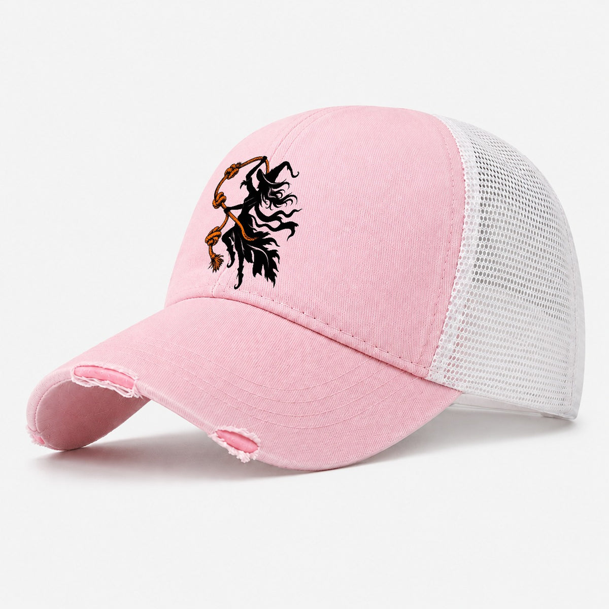 Sea Witch Wind Knots Witch Magic Washed Trucker Hat – Light Pink