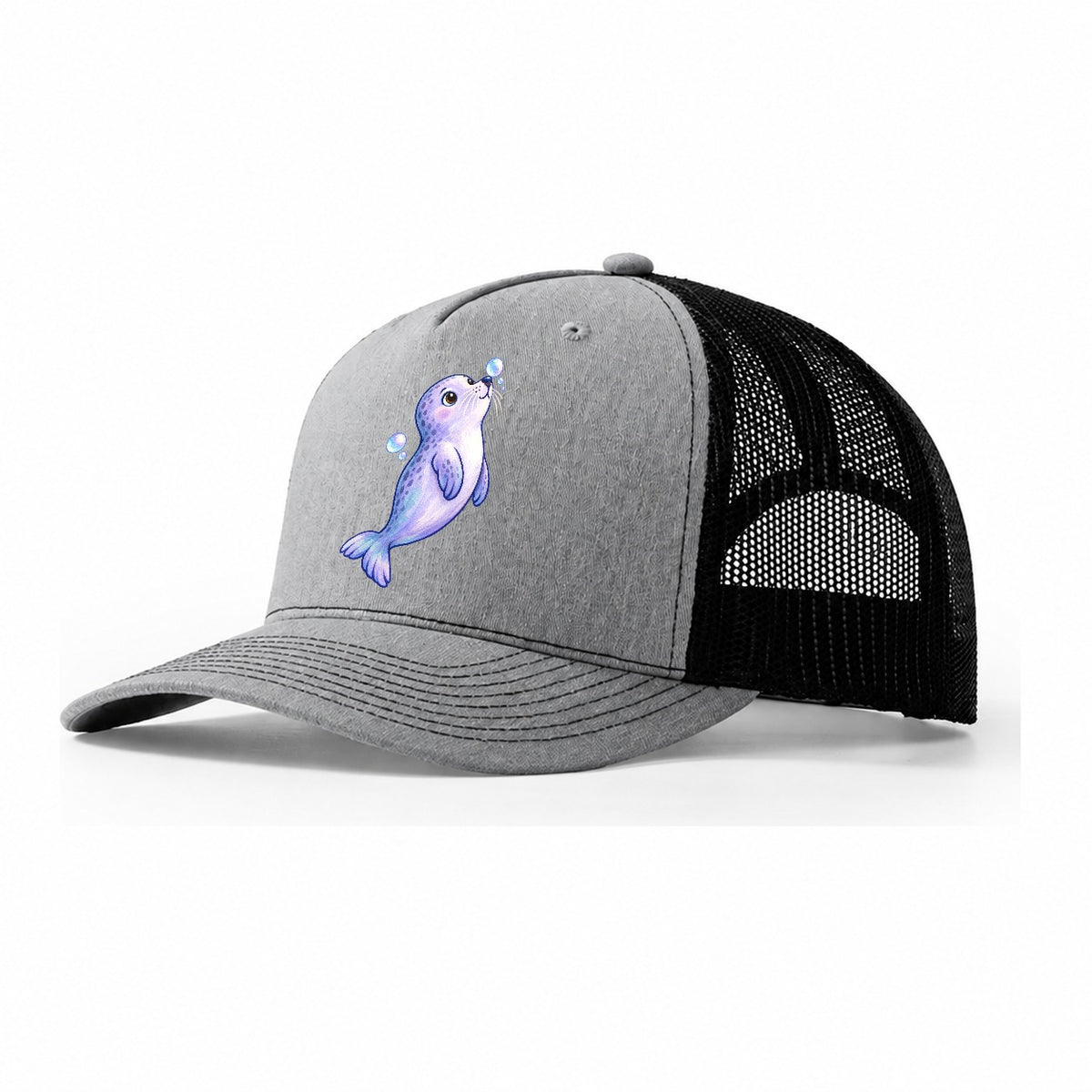 Seal Bubble Snoot Sea Sprite Trucker Hat – Sport Grey Black