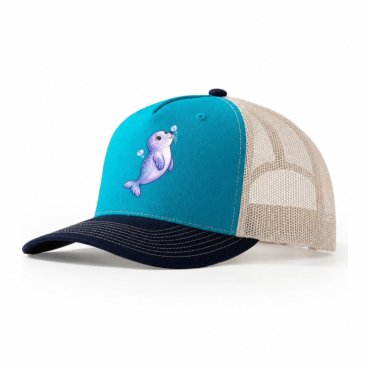 Seal Bubble Snoot Sea Sprite Trucker Hat – Teal Navy