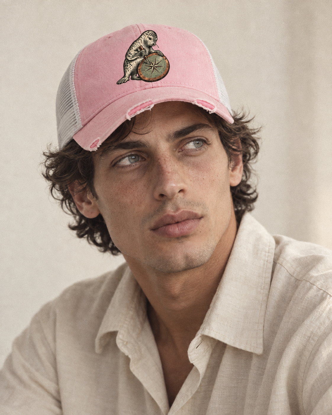Model wearing the cap