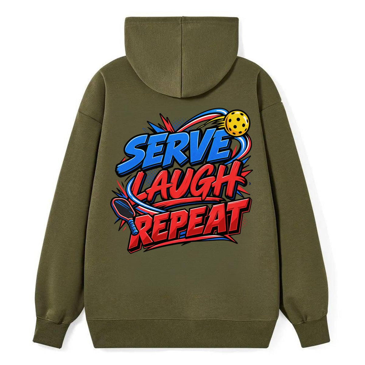 Serve Laugh Repeat Pickleball Life Classic Pullover Hoodie – Armygreen