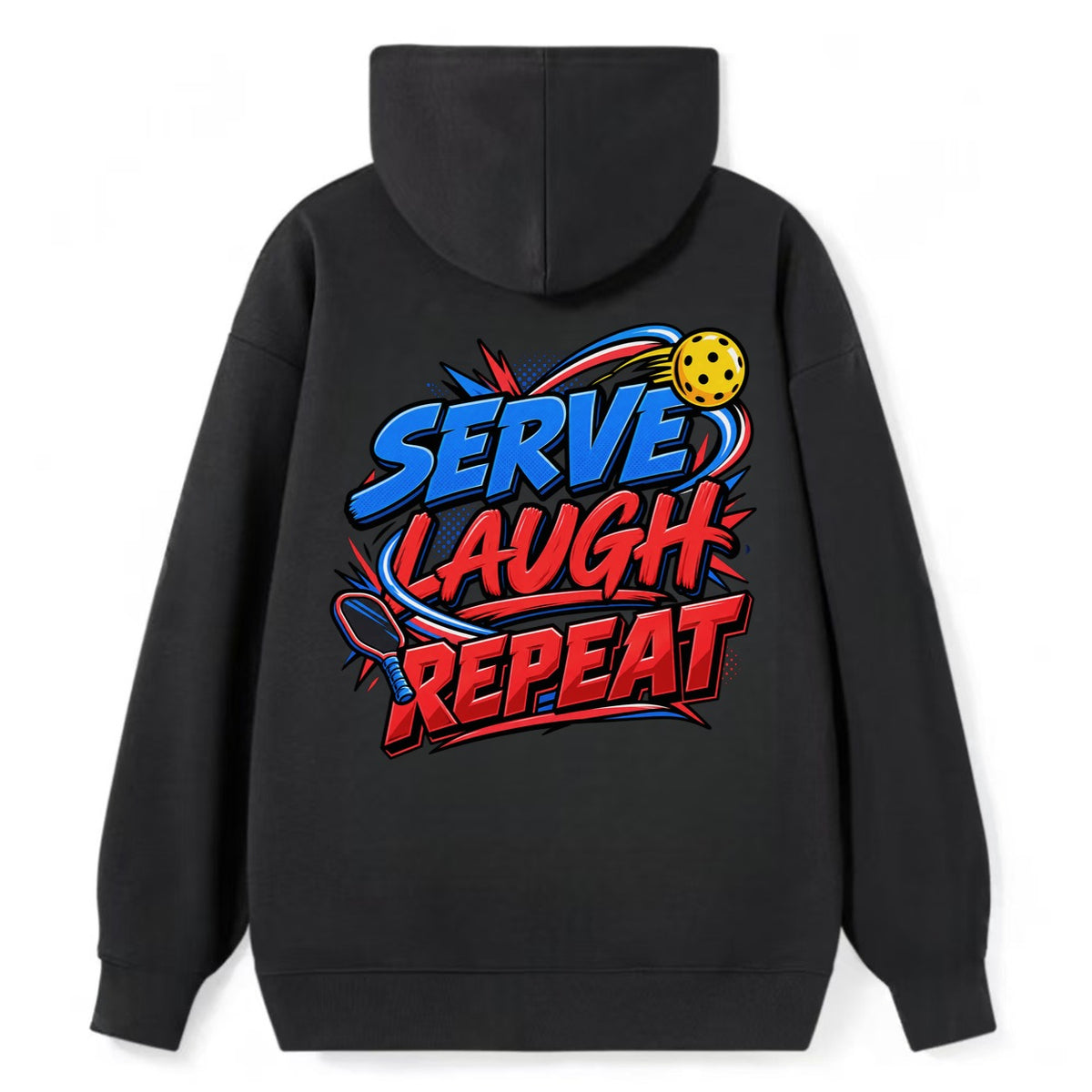 Serve Laugh Repeat Pickleball Life Classic Pullover Hoodie – Black