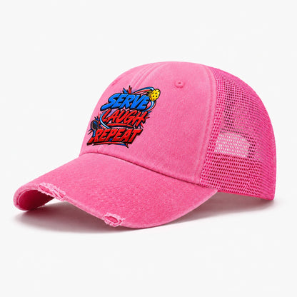 Serve Laugh Repeat Pickleball Life Washed Trucker Hat – Rose