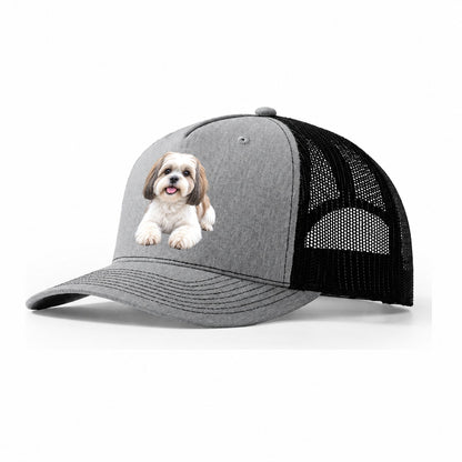 Shih Tzu Lying Down Top Breeds Trucker Hat – Sport Grey Black