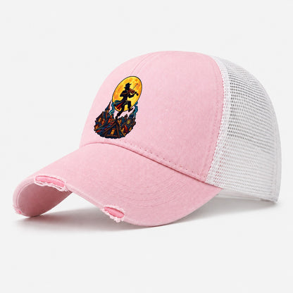 Shtetl Fiddler Roof Judaism Heritage Washed Trucker Hat – Light Pink