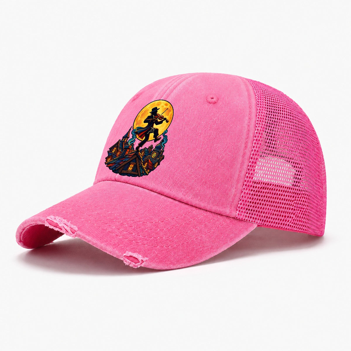 Shtetl Fiddler Roof Judaism Heritage Washed Trucker Hat – Rose