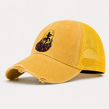 Shtetl Fiddler Roof Judaism Heritage Washed Trucker Hat – Yellow