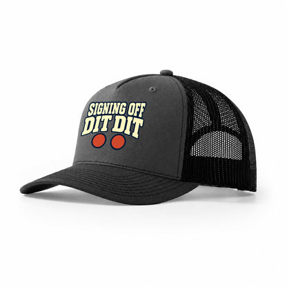 Signing Off Dit Dit Amateur Radio Trucker Hat – Dark Grey Black
